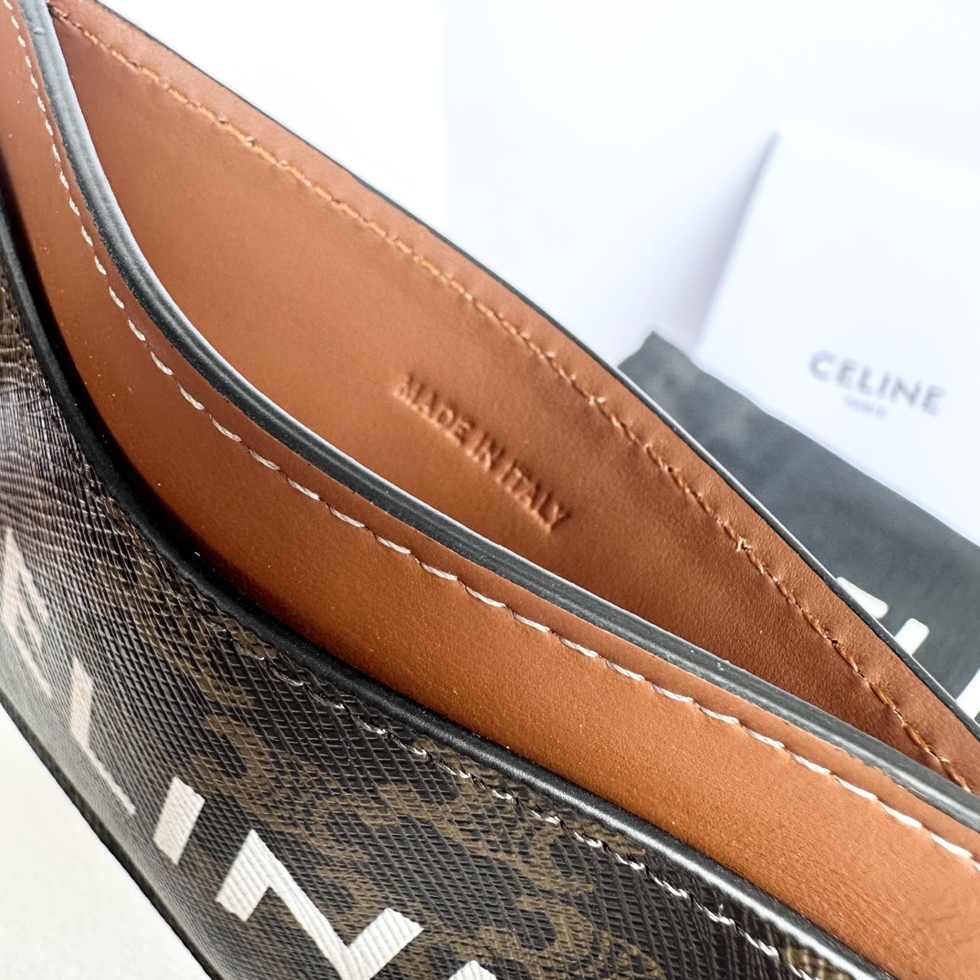 Bagsaaa Ce1i*e Card Holder In Triomphe Canvas With Ce1i*e Print - 11cm