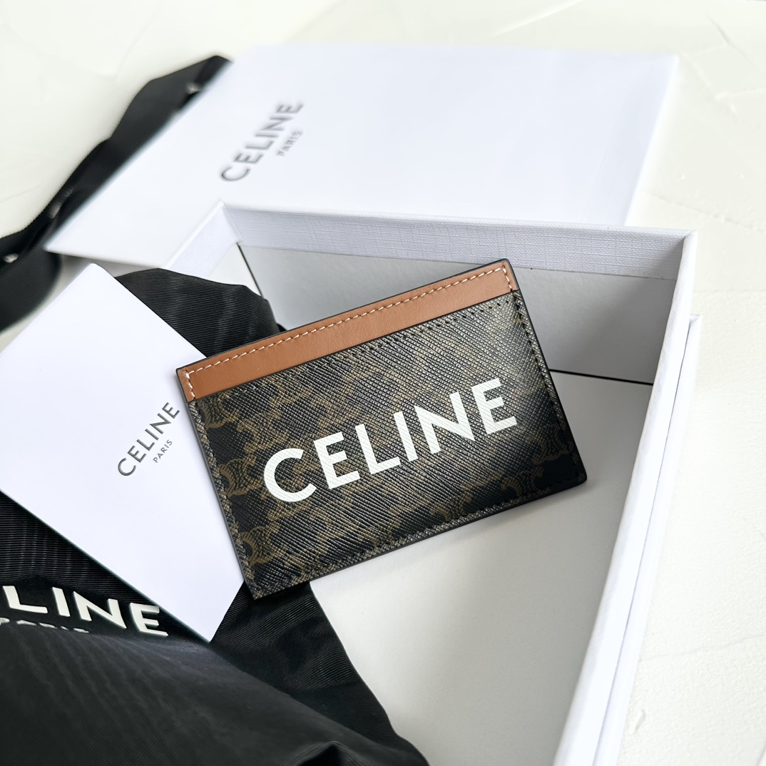 Bagsaaa Ce1i*e Card Holder In Triomphe Canvas With Ce1i*e Print - 11cm