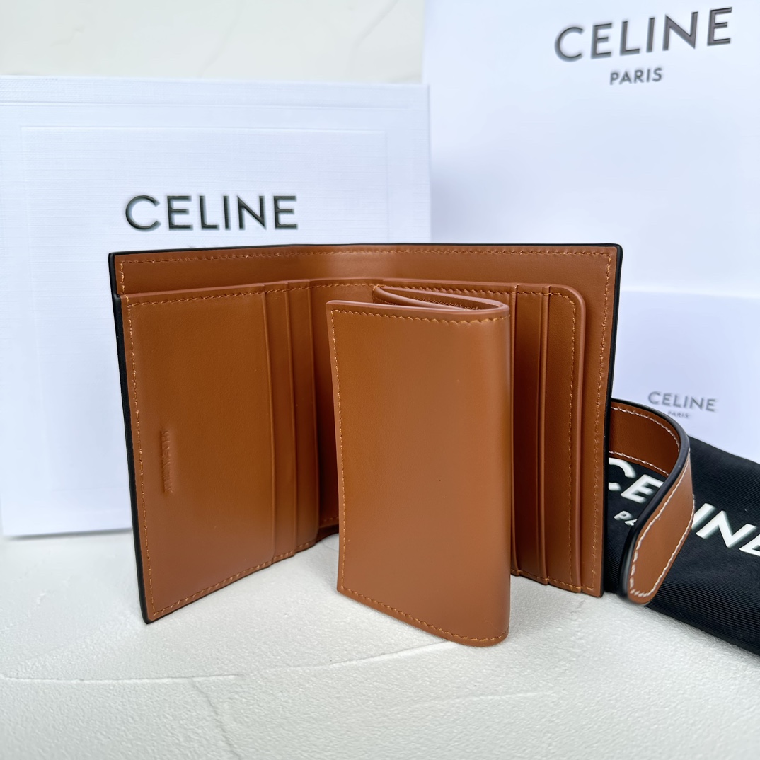 Bagsaaa Ce1i*e Small Strap Wallet In Triomphe Canvas And Lambskin - 10.5cm