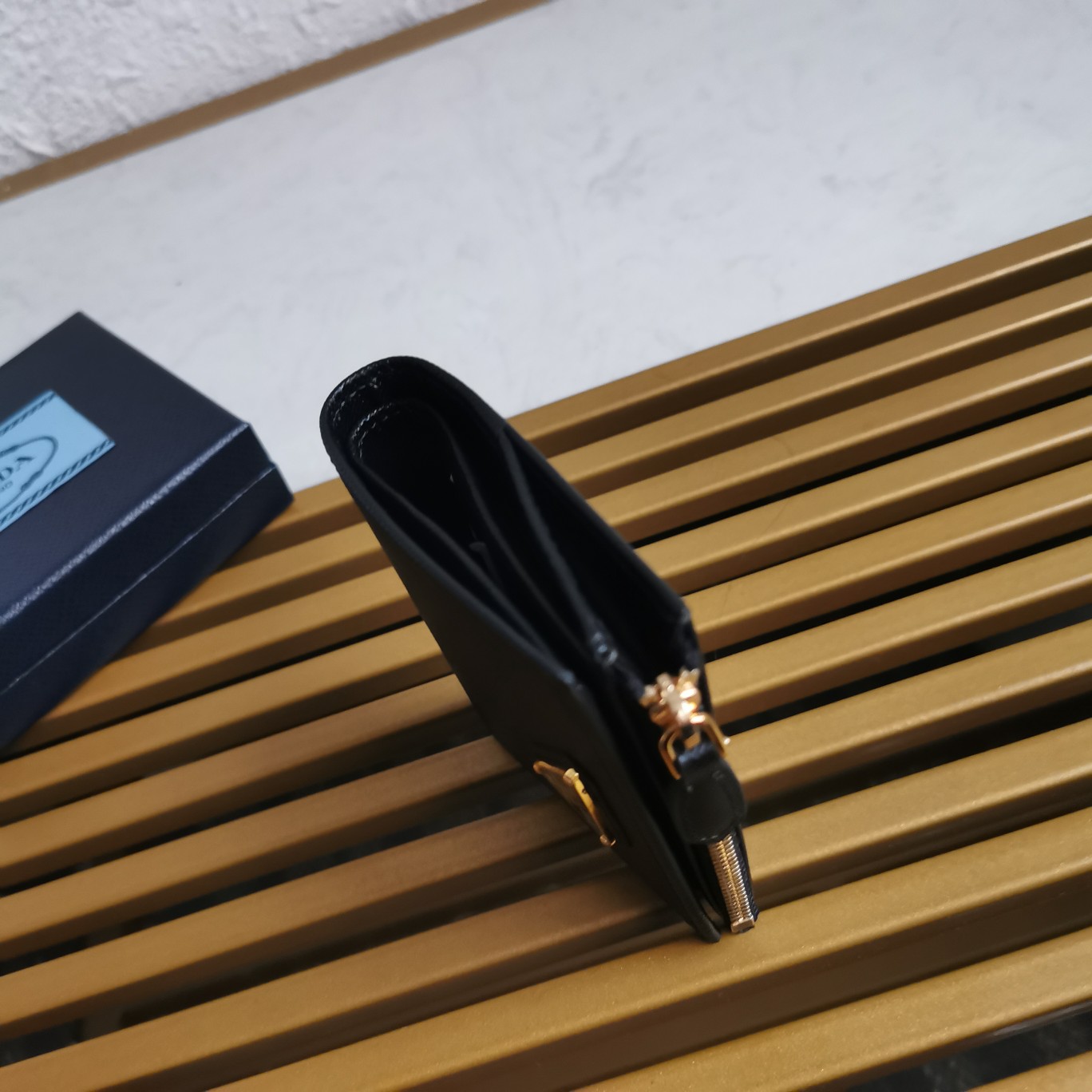 Bagsaaa Pra*a Small Saffiano leather wallet black - 11.5x8.5 cm