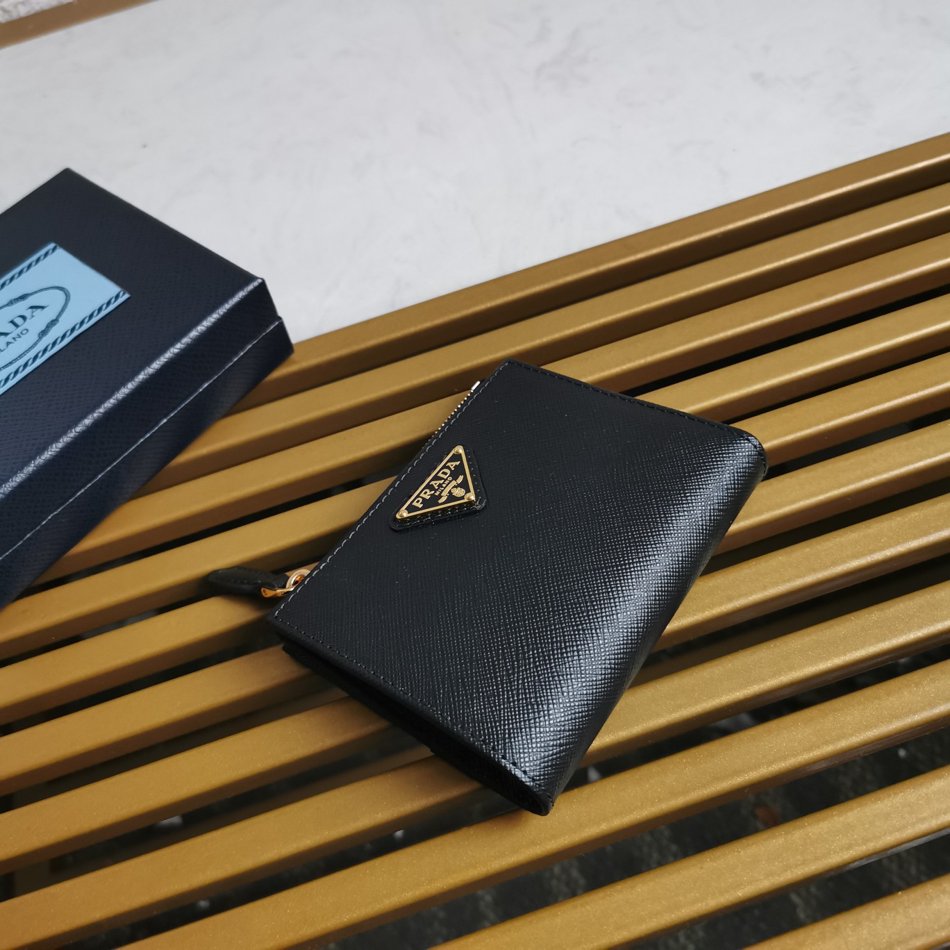 Bagsaaa Pra*a Small Saffiano leather wallet black - 11.5x8.5 cm