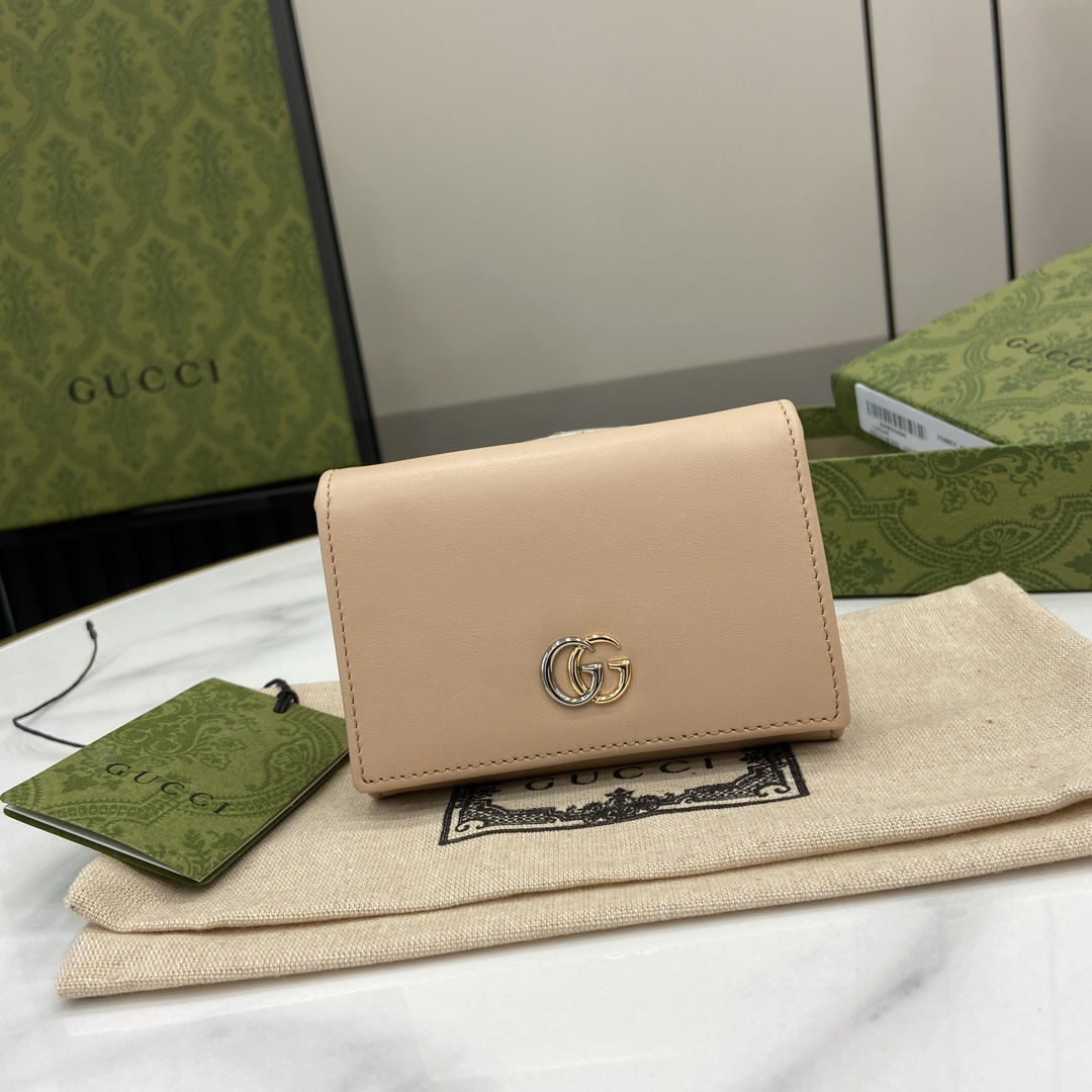 Bagsaaa Gvc*1 GG Marmont card case wallet 790067 beige - 11cm