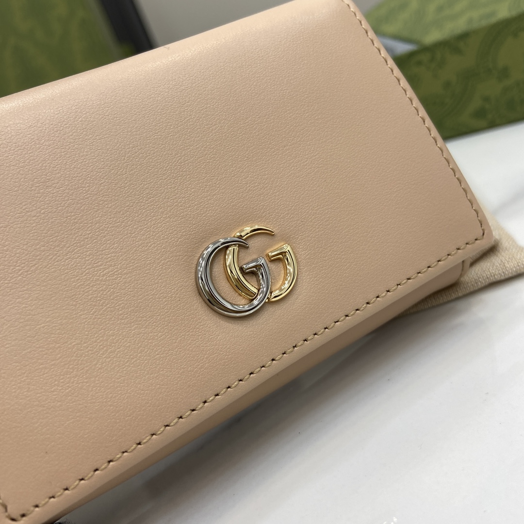 Bagsaaa Gvc*1 GG Marmont card case wallet 790067 beige - 11cm