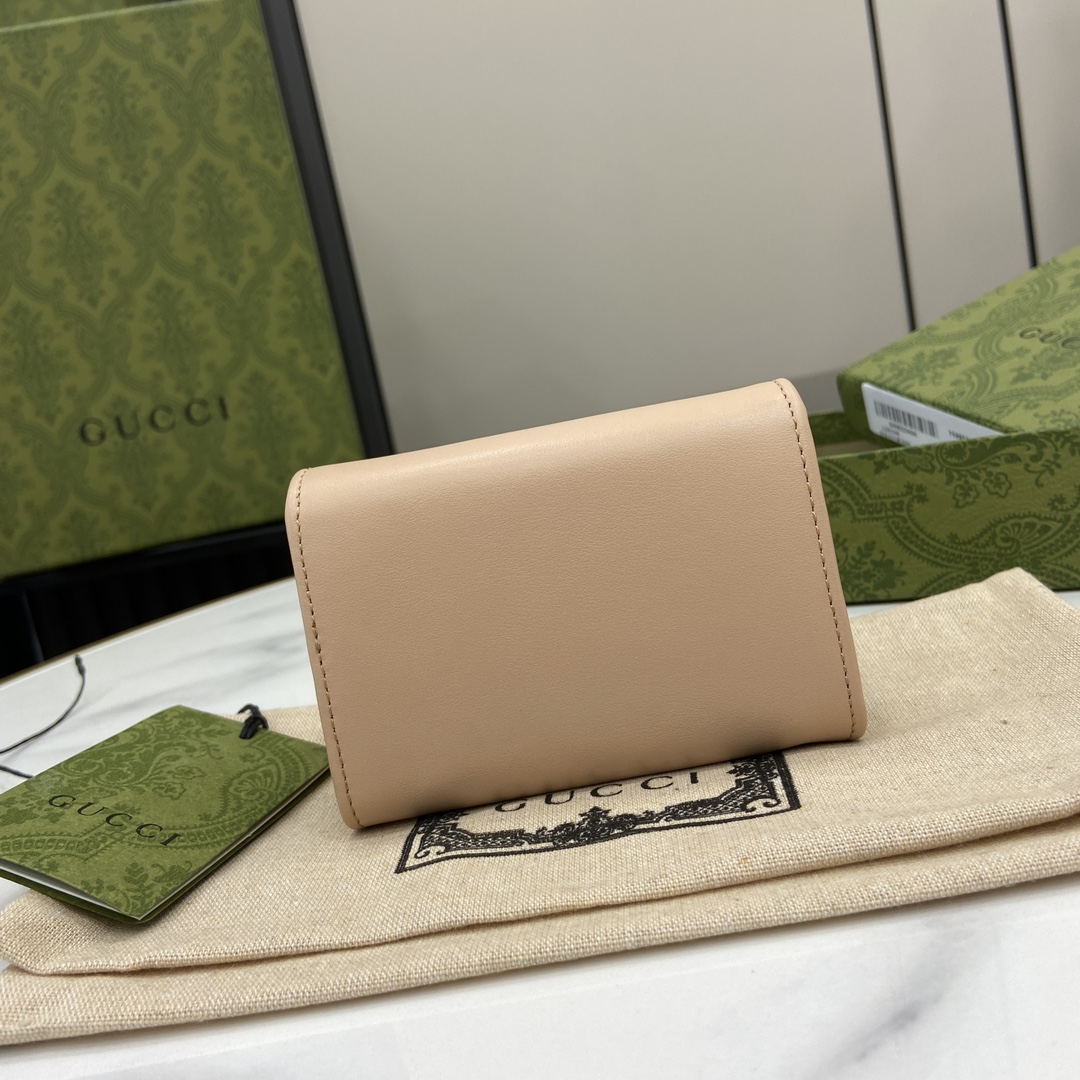 Bagsaaa Gvc*1 GG Marmont card case wallet 790067 beige - 11cm