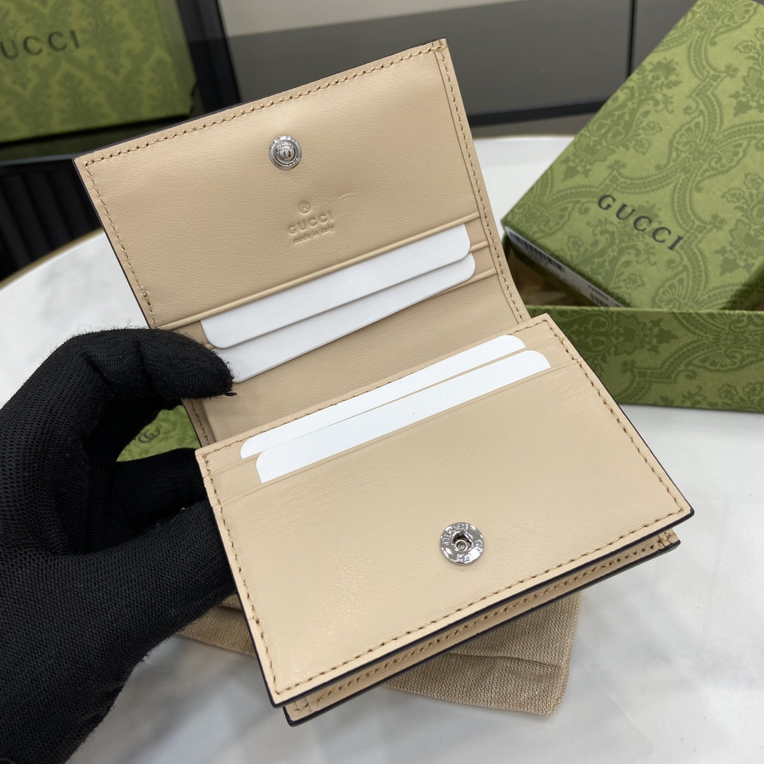 Bagsaaa Gvc*1 GG Marmont card case 790055 beige & ebony - 11cm
