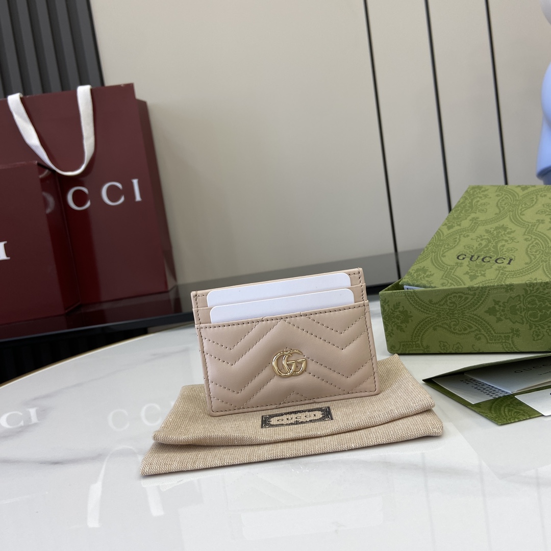 Bagsaaa Gvc*1 GG Marmont card case 443127 beige - 10cm