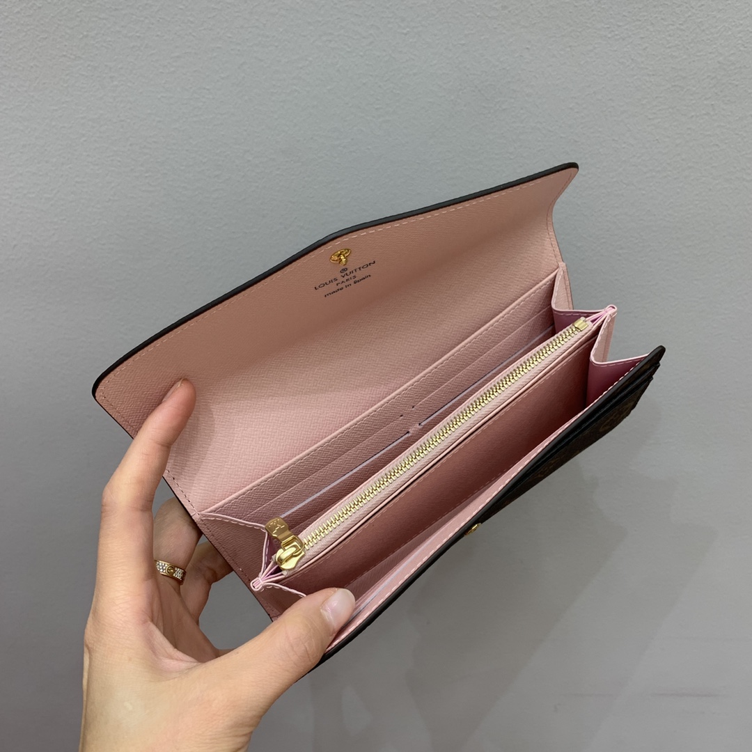 Bagsaaa L0vis Vvtt0n M62235 Sarah Wallet Pink Inside - 19 x 10.5 x 2.5 cm