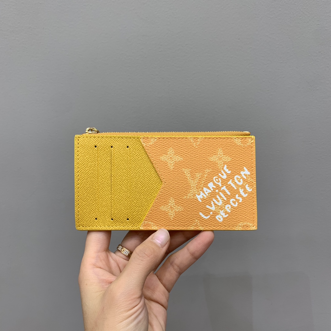 Bagsaaa L0vis Vvtt0n M12660 Coin Card Holder Yellow - 8 x 14.5 x 1 cm