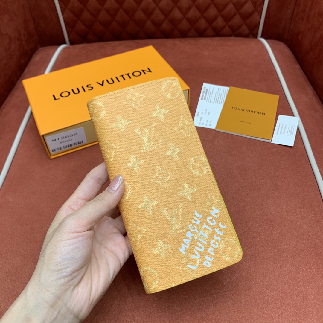 Bagsaaa L0vis Vvtt0n M12656 Brazza Wallet Yellow - 19 x 2 x 10 cm