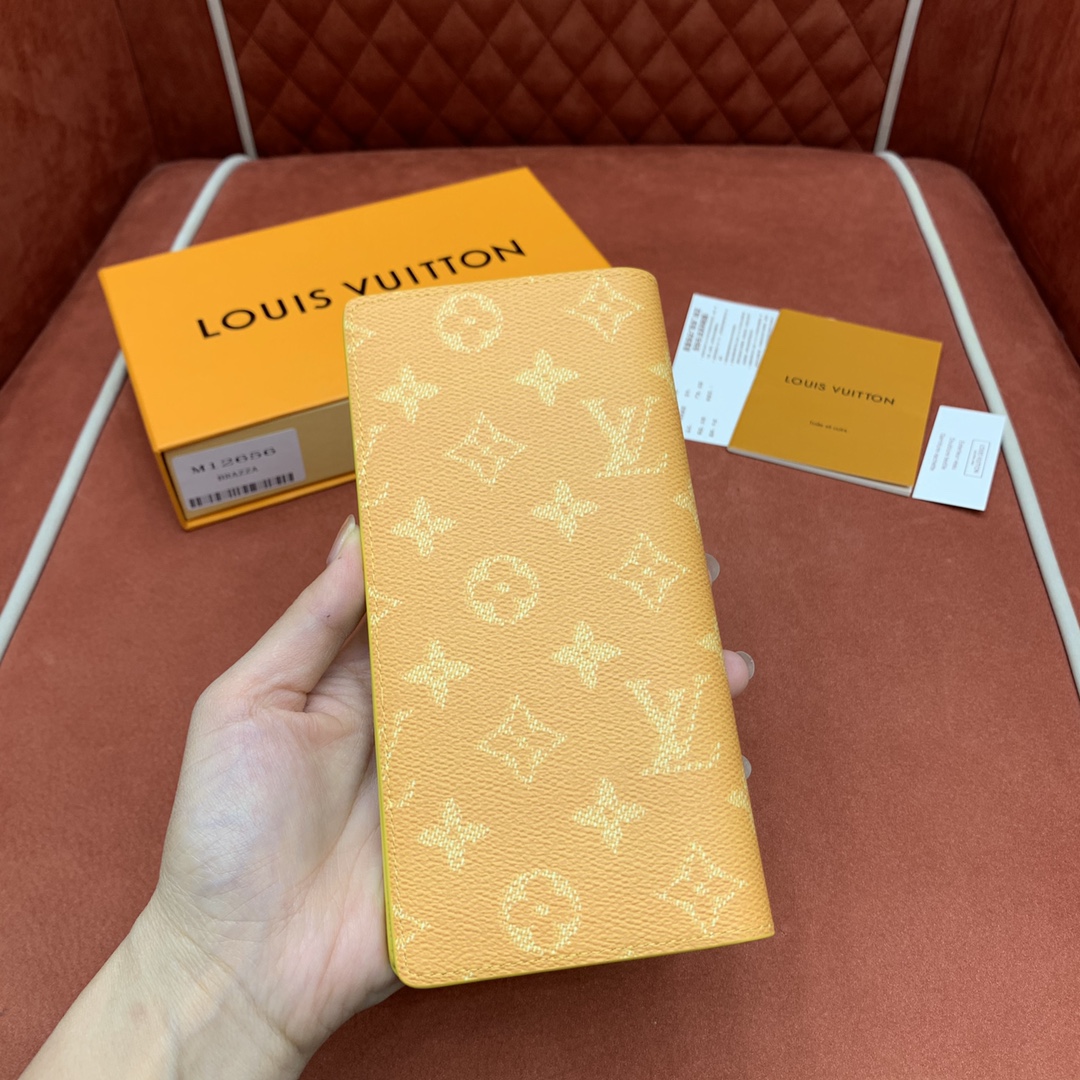 Bagsaaa L0vis Vvtt0n M12656 Brazza Wallet Yellow - 19 x 2 x 10 cm