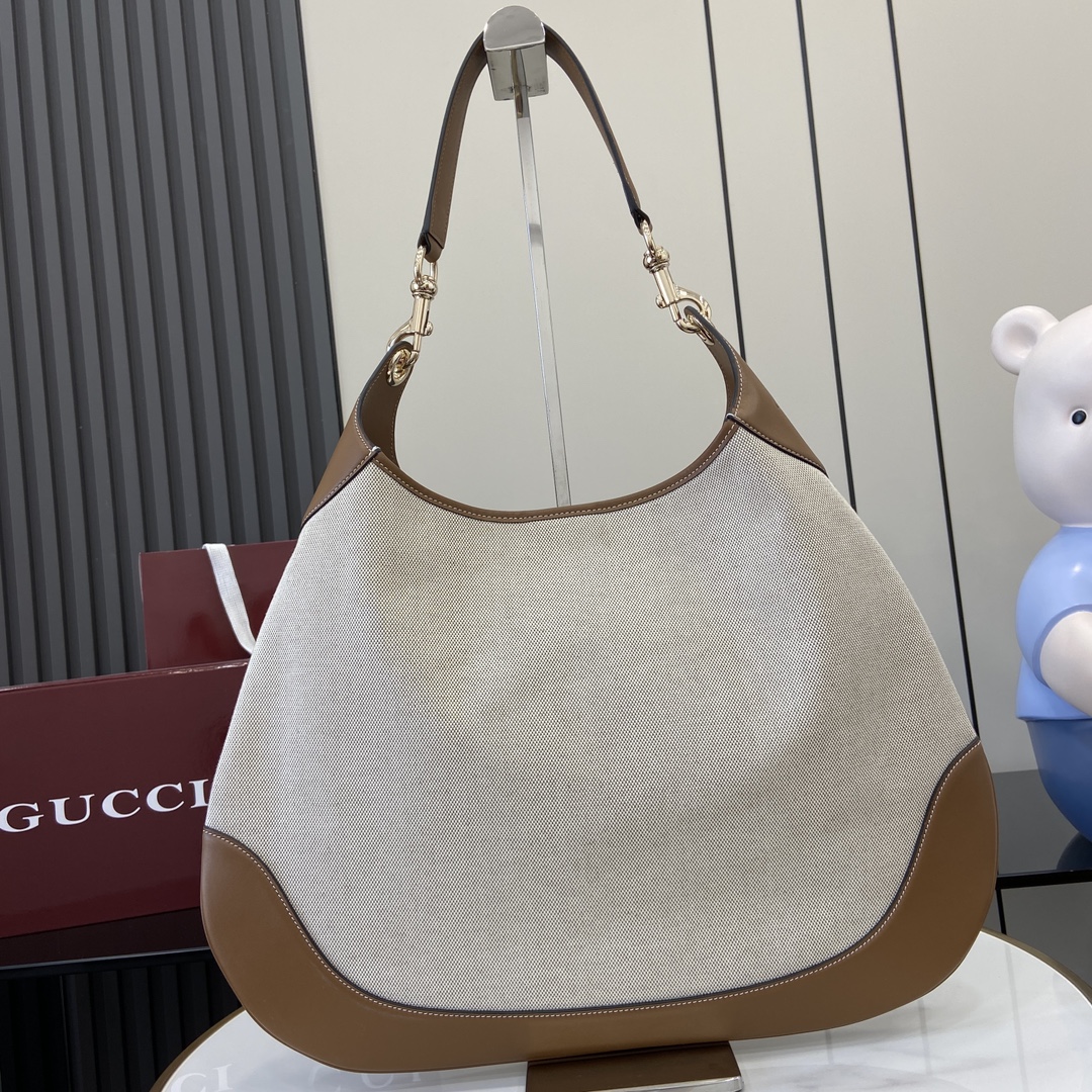 Bagsaaa Gvc*1 B large shoulder bag 815924 brown & cotton canvas - 49 x 46 x 4cm