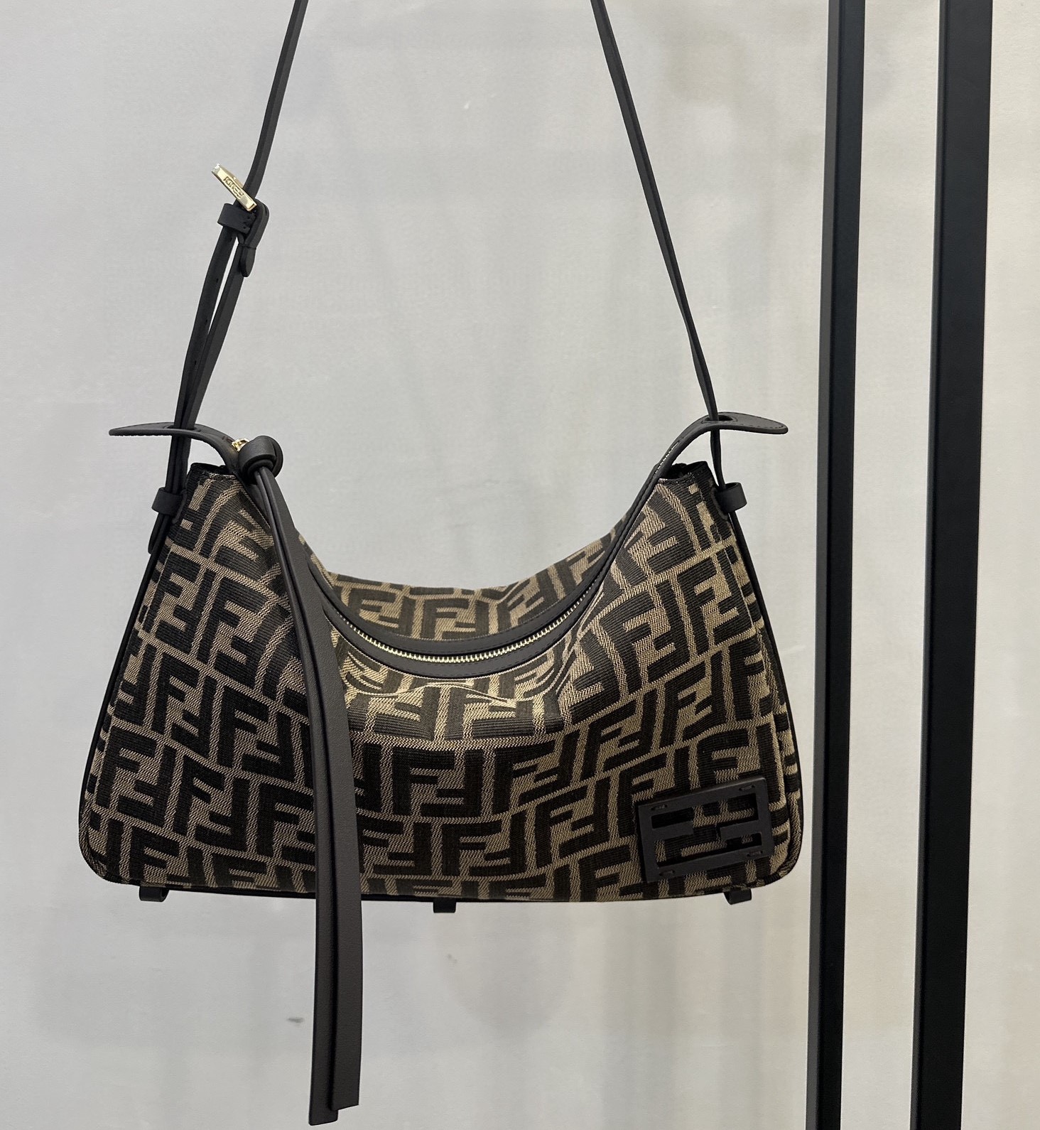 Bagsaaa Simply F**di Medium Brown FF jacquard fabric bag - 34.5cm
