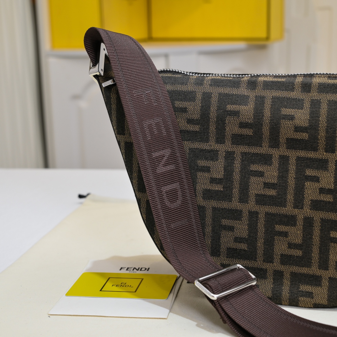 Bagsaaa FF Jacquard F**di Melon Small Brown FF jacquard bag - 33cm