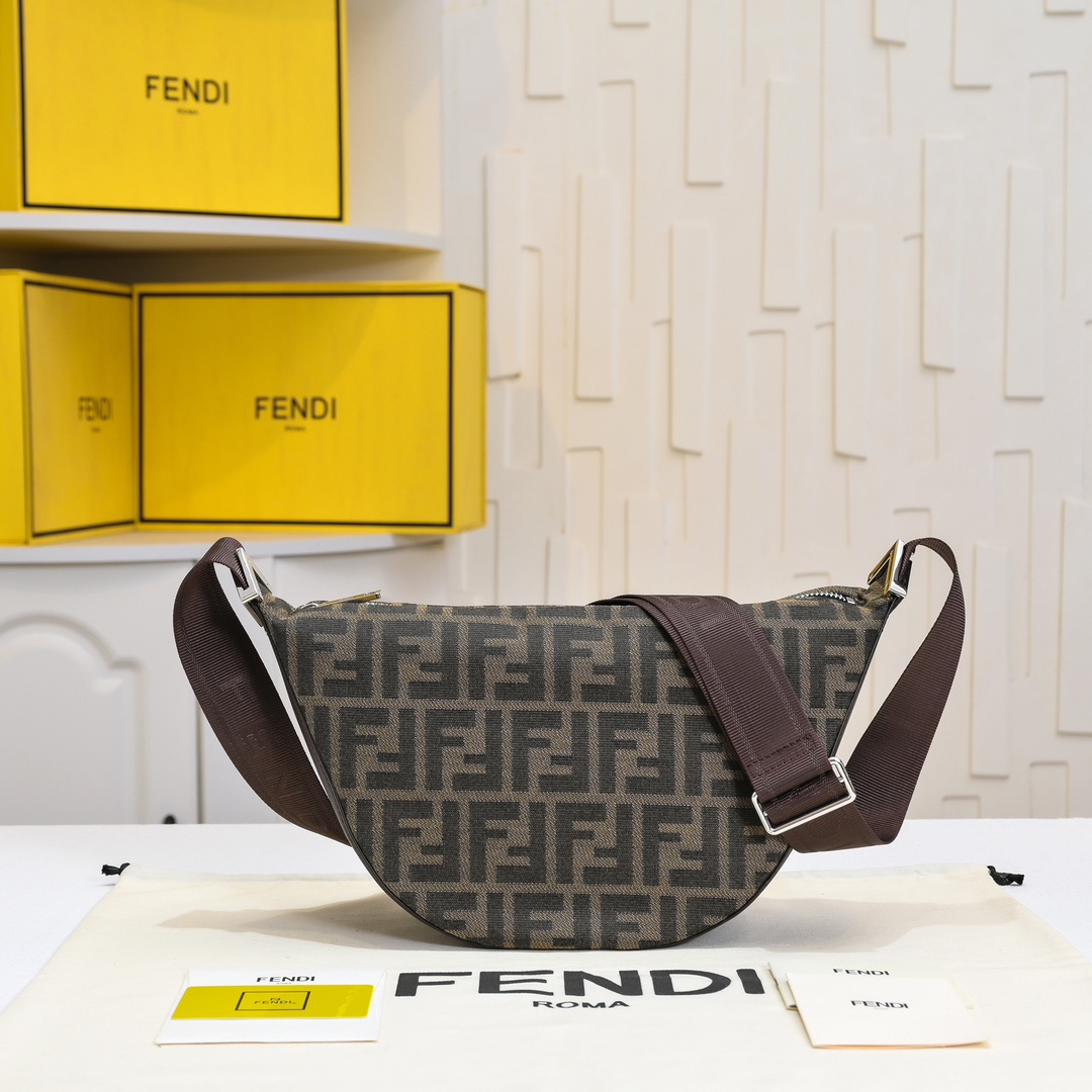 Bagsaaa FF Jacquard F**di Melon Small Brown FF jacquard bag - 33cm