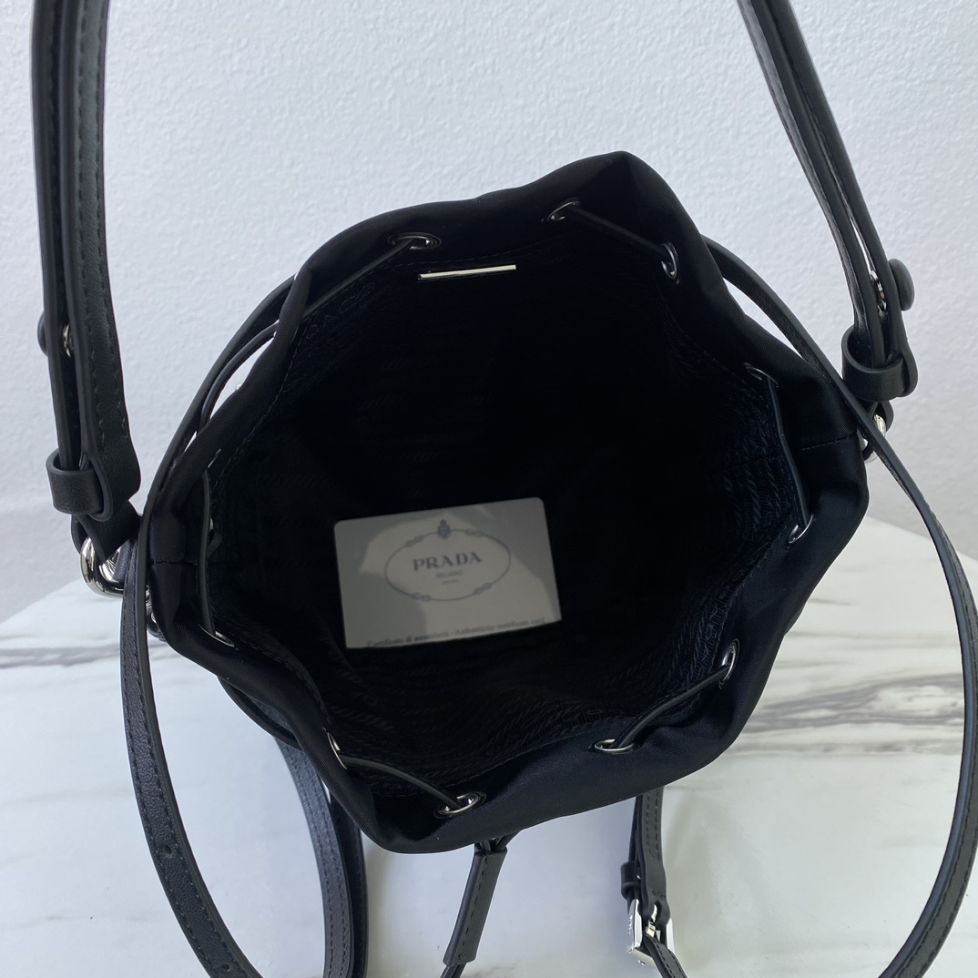 Bagsaaa Pra*a Re-Nylon mini-bag with studs 1BE067 black - 19.5cm