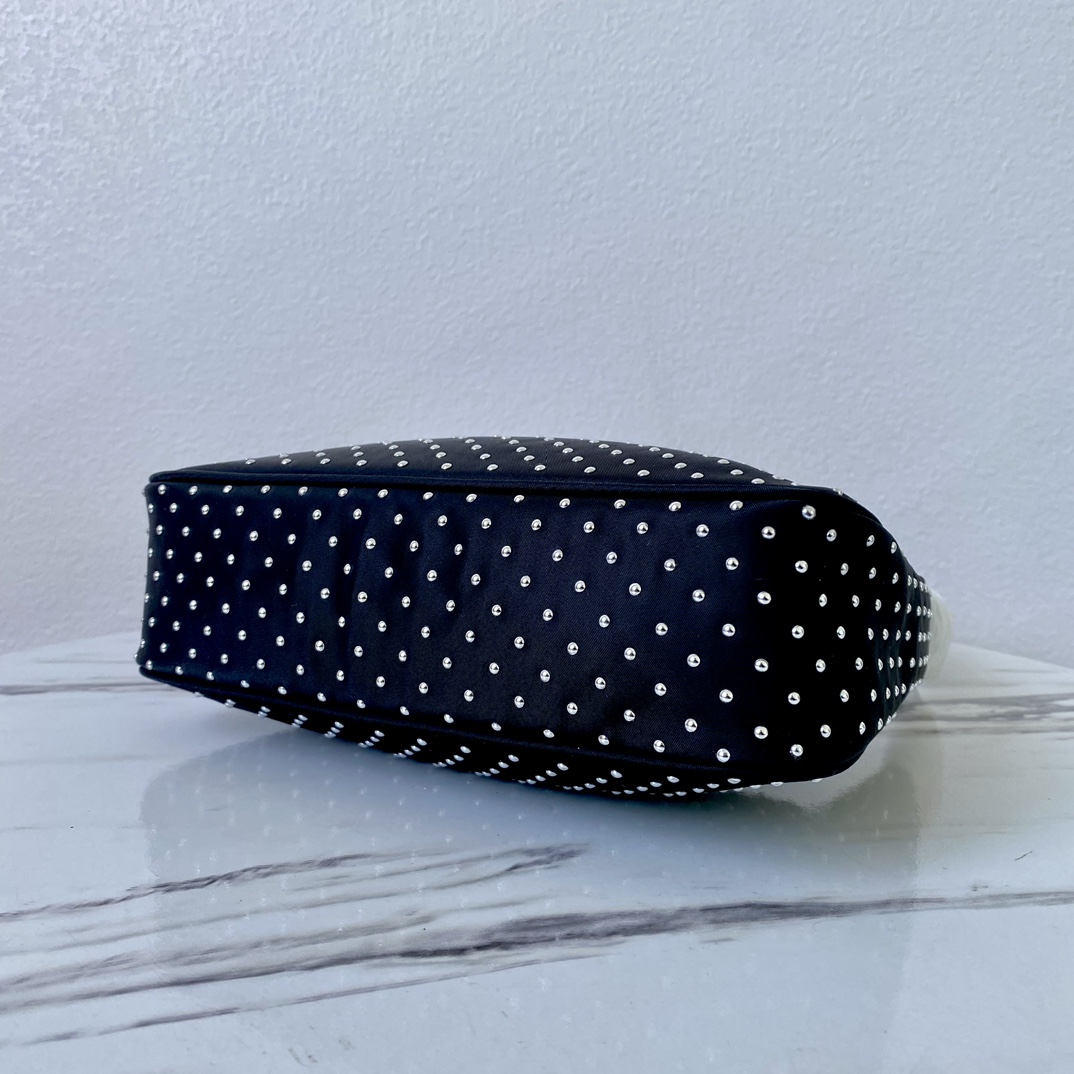 Bagsaaa Pra*a Re-Edition Re-Nylon mini bag with studs 1BC515 black - 22cm