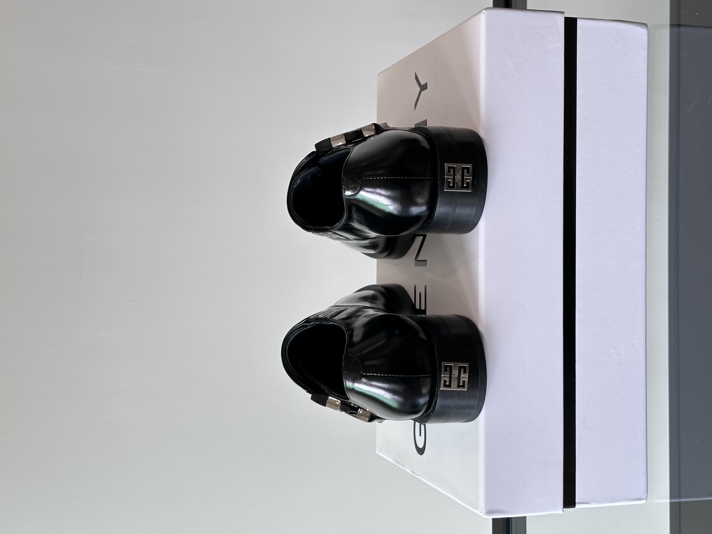 Bagsaaa Givenchy Squared derbies in leather with 4G buckle black
