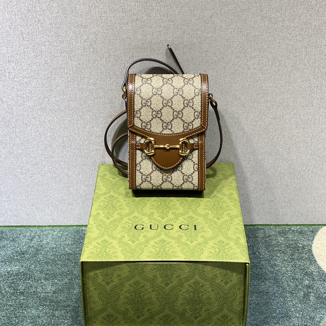 Bagsaaa Gvc*1 Horsebit 1955 mini bag 625615 brown & ebony - 17cm