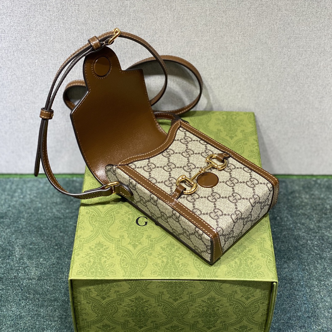 Bagsaaa Gvc*1 Horsebit 1955 mini bag 625615 brown & ebony - 17cm
