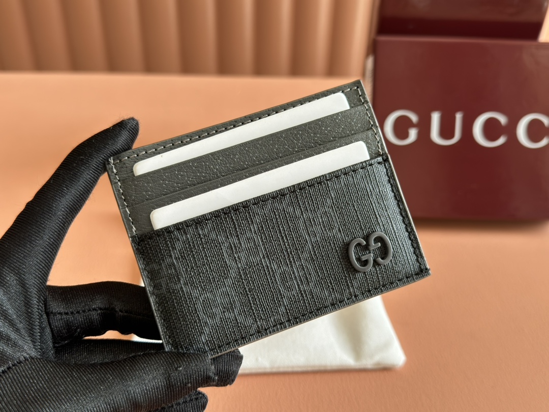 Bagsaaa Gvc*1 Bi-colour card case with GG detail 795230 Black GG - 10cm