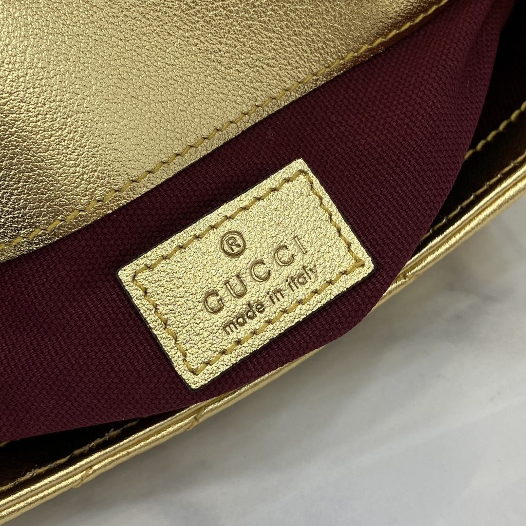Bagsaaa Gvc*1 GG Marmont S*per Mini Bag 476433 Gold - 16.5x10x4.5cm