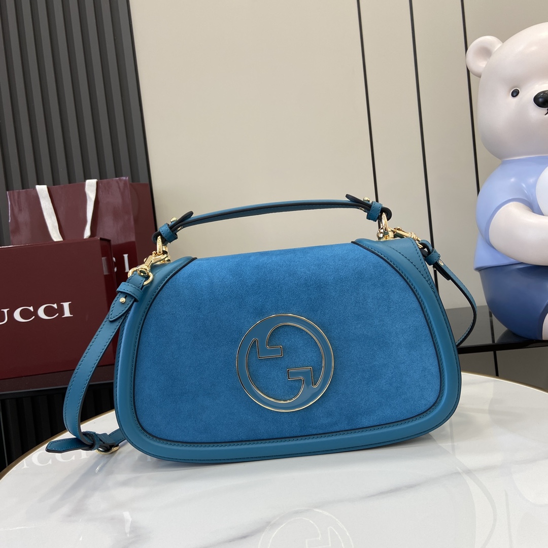 Bagsaaa Gvc*1 Blondie medium top handle bag ‎815719 blue suede - 32 x 17 x 10cm