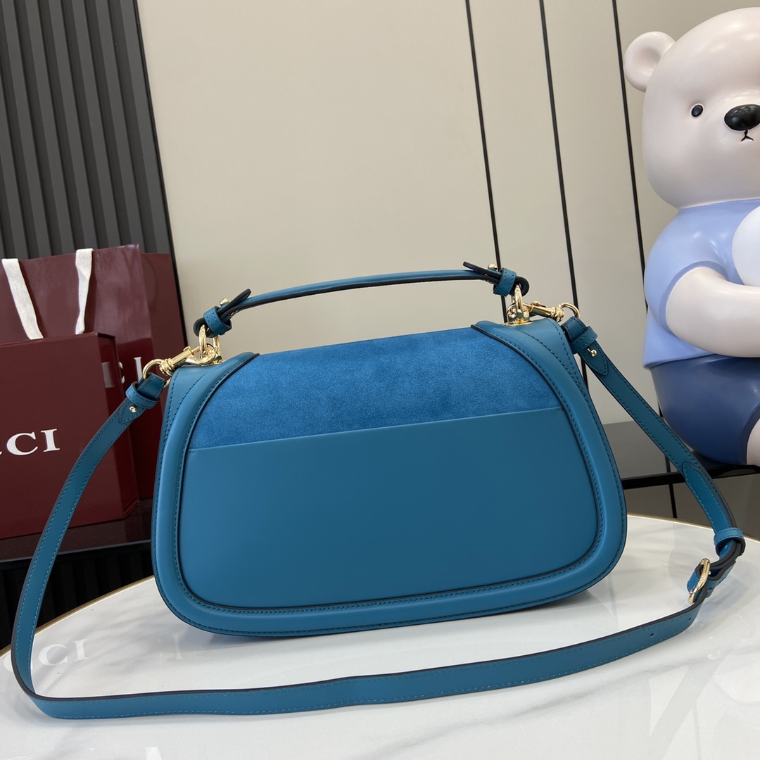 Bagsaaa Gvc*1 Blondie medium top handle bag ‎815719 blue suede - 32 x 17 x 10cm