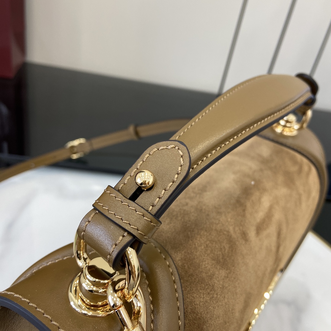 Bagsaaa Gvc*1 Blondie medium top handle bag ‎815719 brown suede - 32 x 17 x 10cm