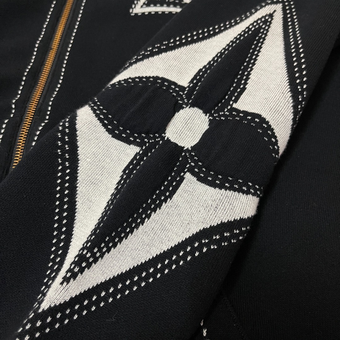 Bagsaaa L0vis Vvtt0n Graphic Intarsia Zipped Cotton Hoodie Black