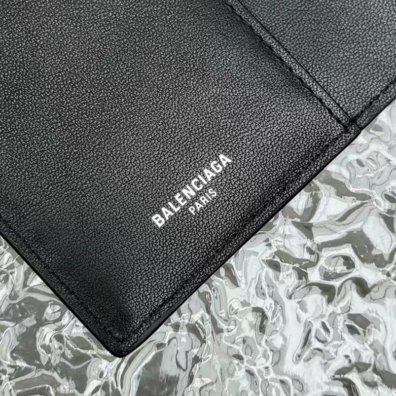 Bagsaaa Ba1en*iaga Passport Holder in black semi matte soft textured calfskin - 14cm