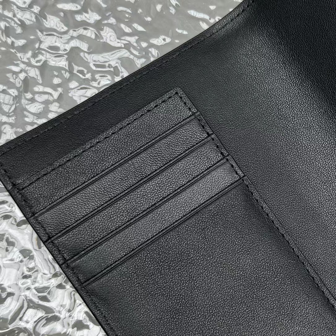 Bagsaaa Ba1en*iaga Passport Holder in black semi matte soft textured calfskin - 14cm