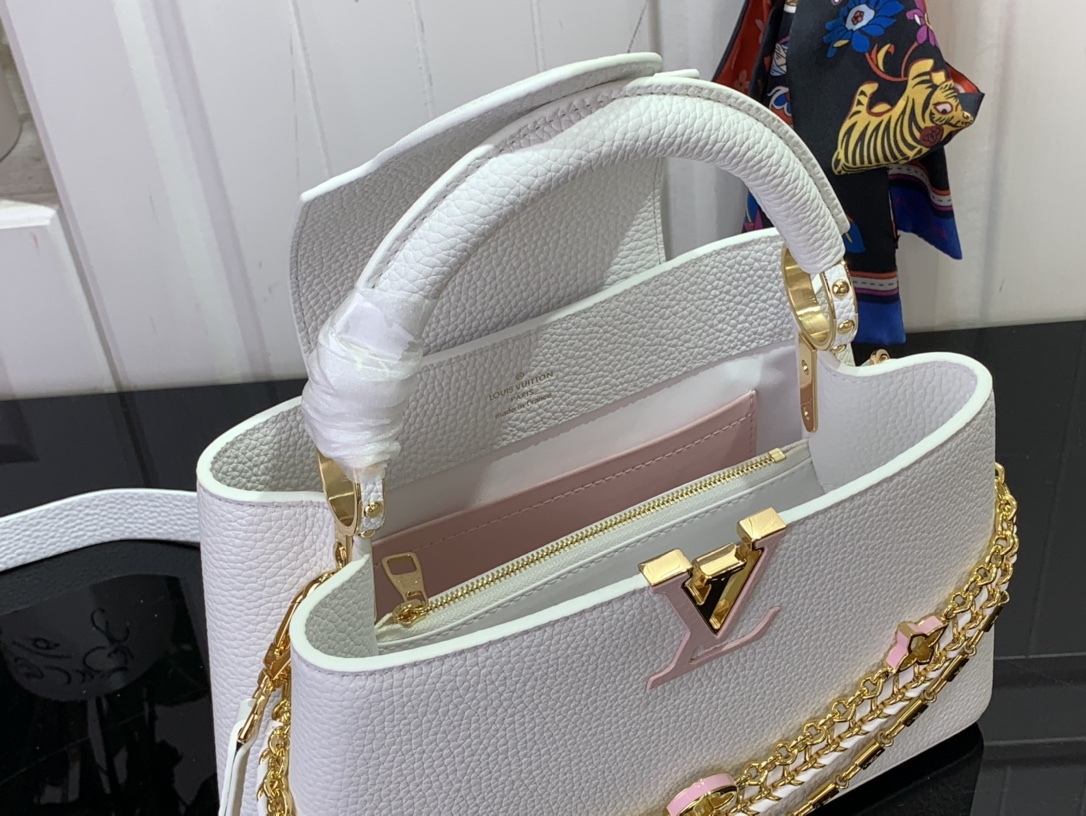 Bagsaaa L0vis Vvtt0n M12279 Capucines BB White Silver Sea - 27cm