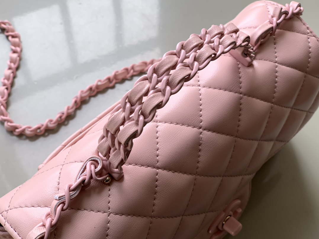 Bagsaaa Ch**el Mini Flap Bag with Top Handle AS5243 Light Pink - 20cm
