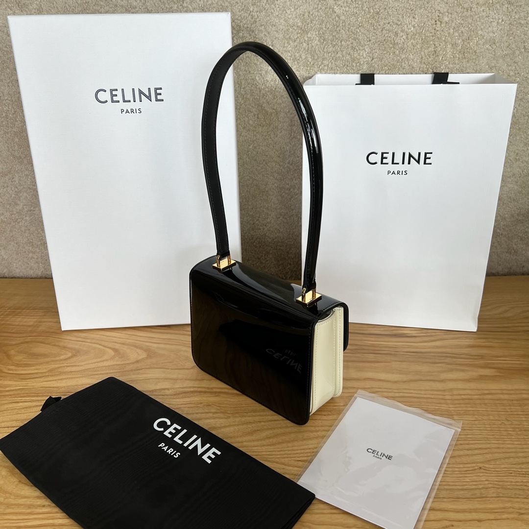 Bagsaaa Teen Garance Bag In Bicolour Patent Calfskin Black & White - 18.5 x 13.5 x 7 CM