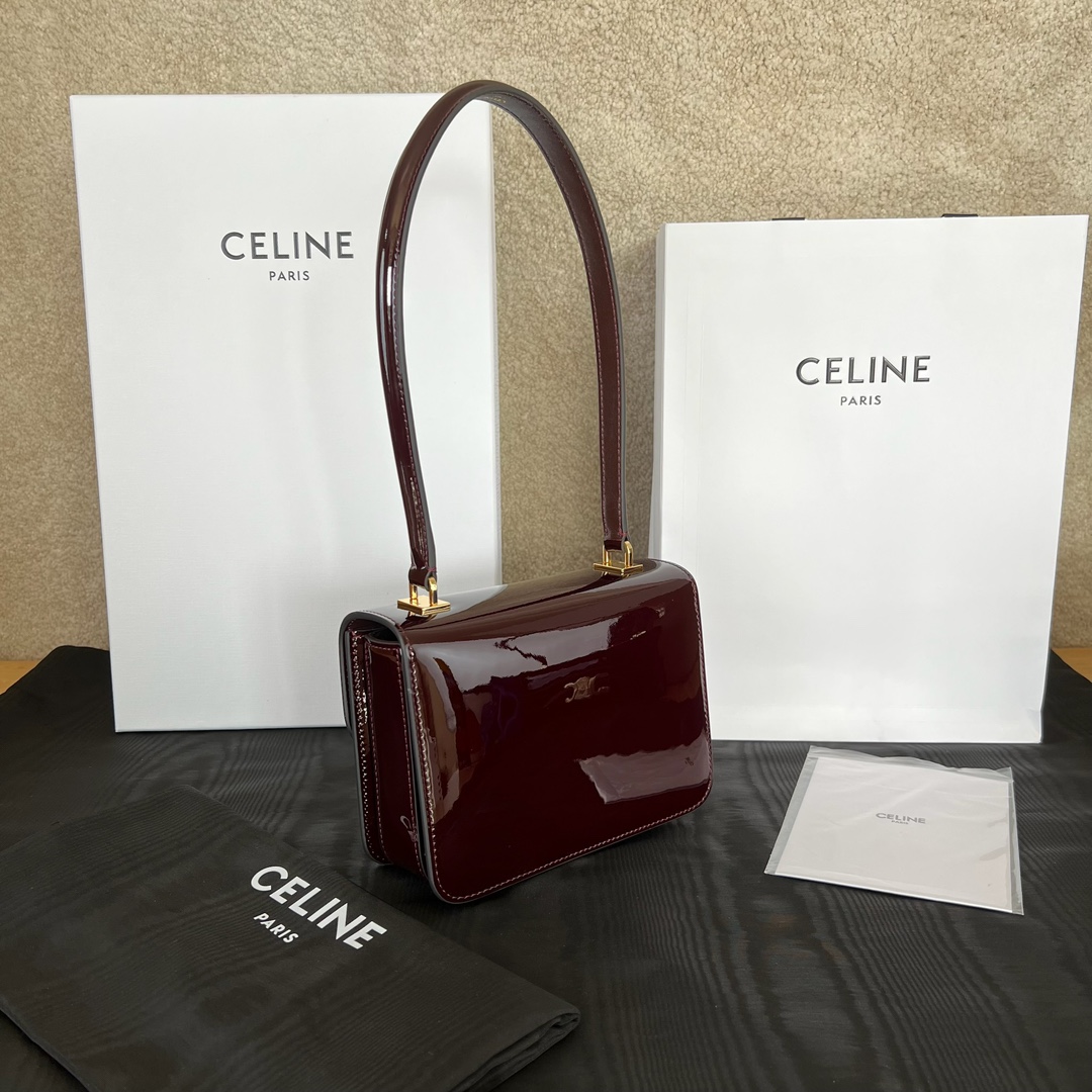 Bagsaaa Teen Garance Bag In Bicolour Patent Calfskin Dark Brown - 18.5 x 13.5 x 7 CM