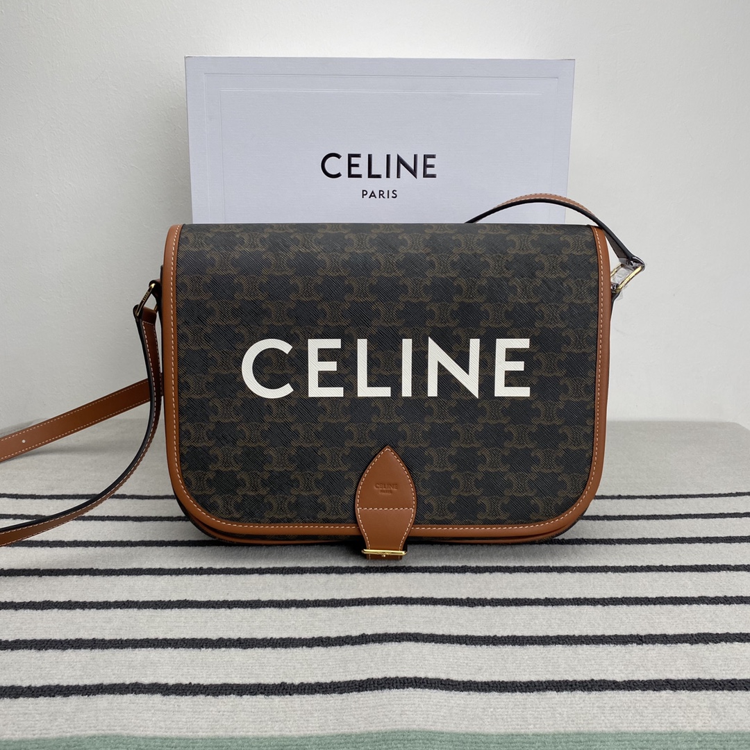 Bagsaaa Ce1i*e Messenger Folco in Triomphe Canvas with Ce1i*e print - 29 x 24 x 9 CM