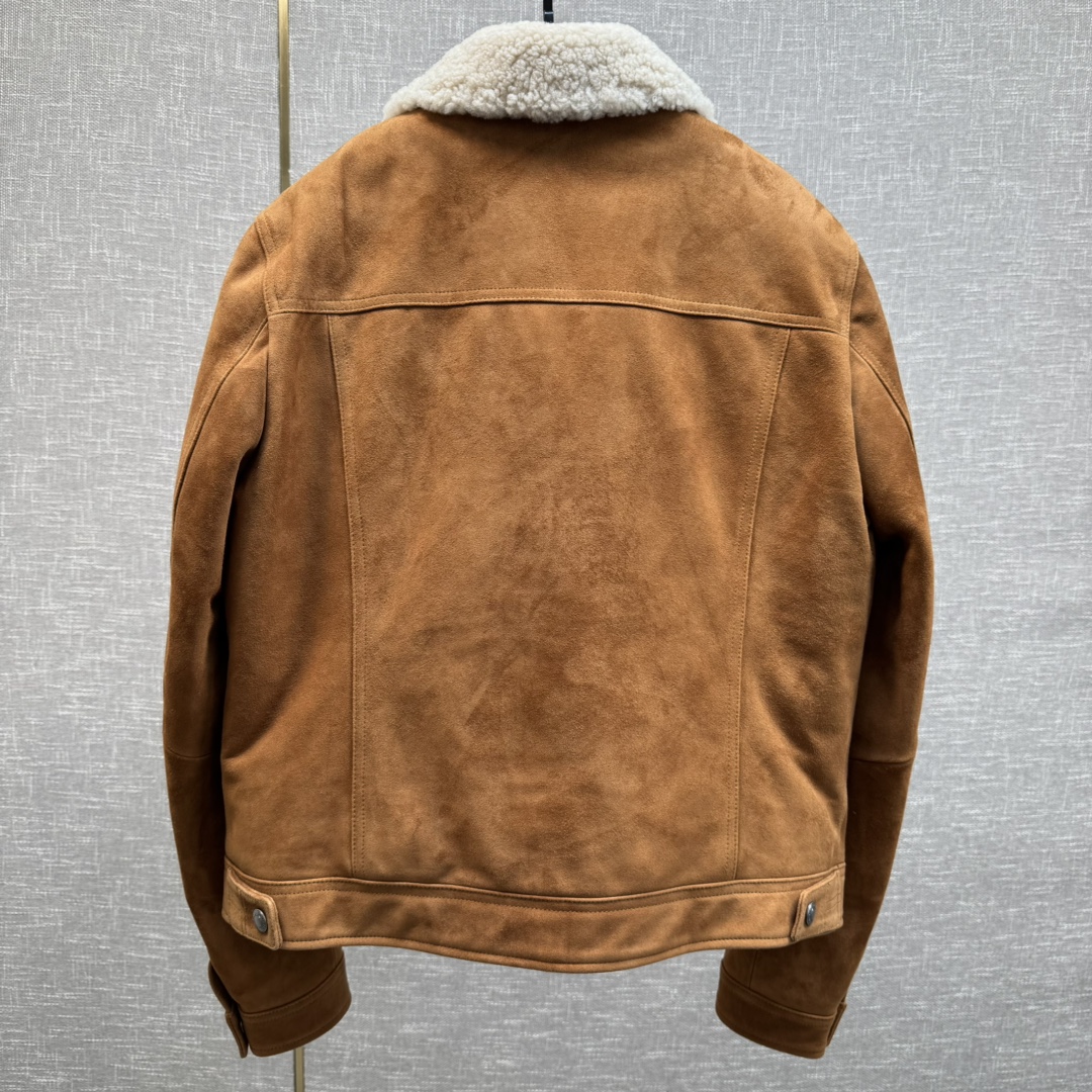 Bagsaaa Tom Ford Brown Suede Shearling Trimmed Trucker Jacket
