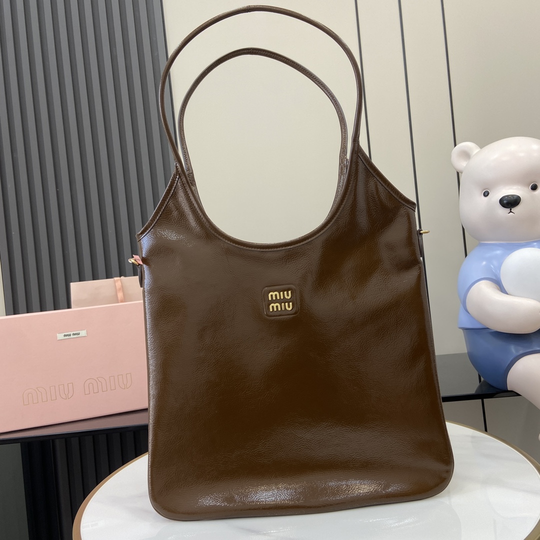 Bagsaaa M1um1u IVY naplak patent leather bag 5BG231 brown - 40cm