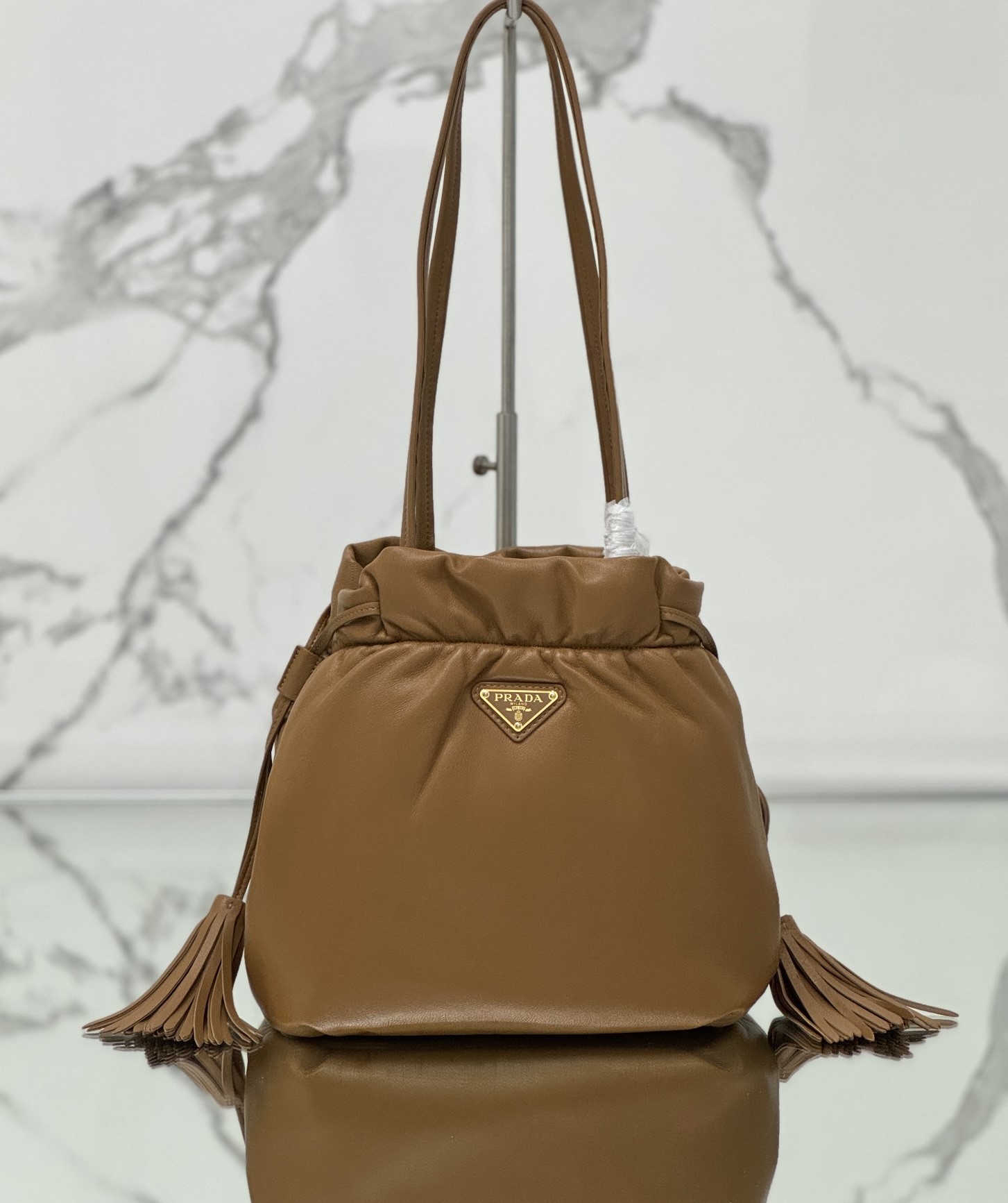 Bagsaaa Pra*a Nappa leather shoulder bag 1BG541 brown - 30cm