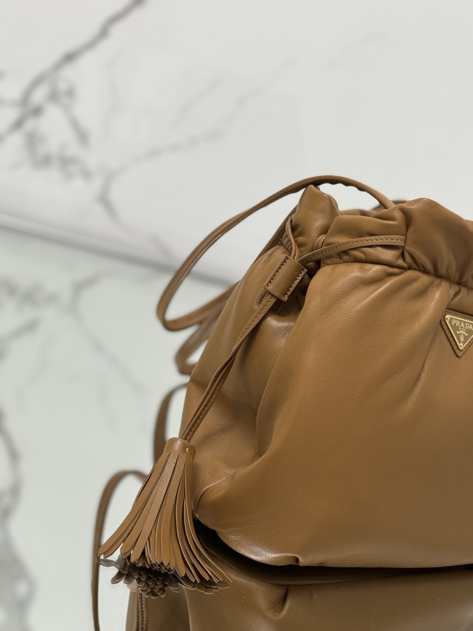 Bagsaaa Pra*a Nappa leather shoulder bag 1BG541 brown - 30cm