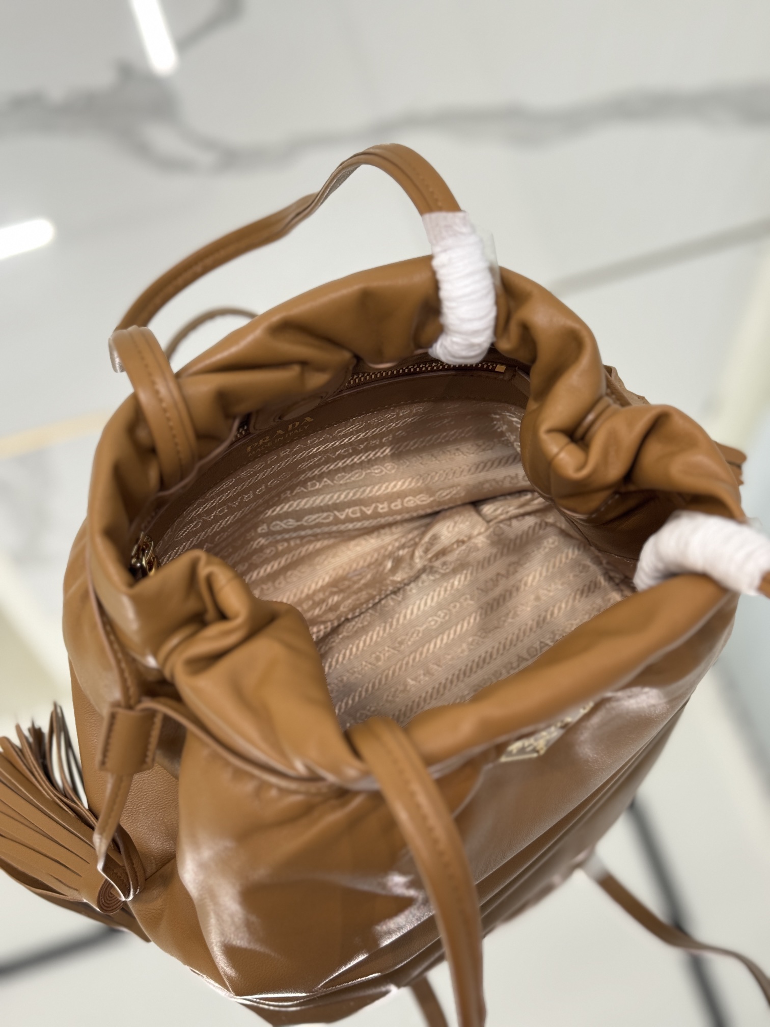 Bagsaaa Pra*a Nappa leather shoulder bag 1BG541 brown - 30cm