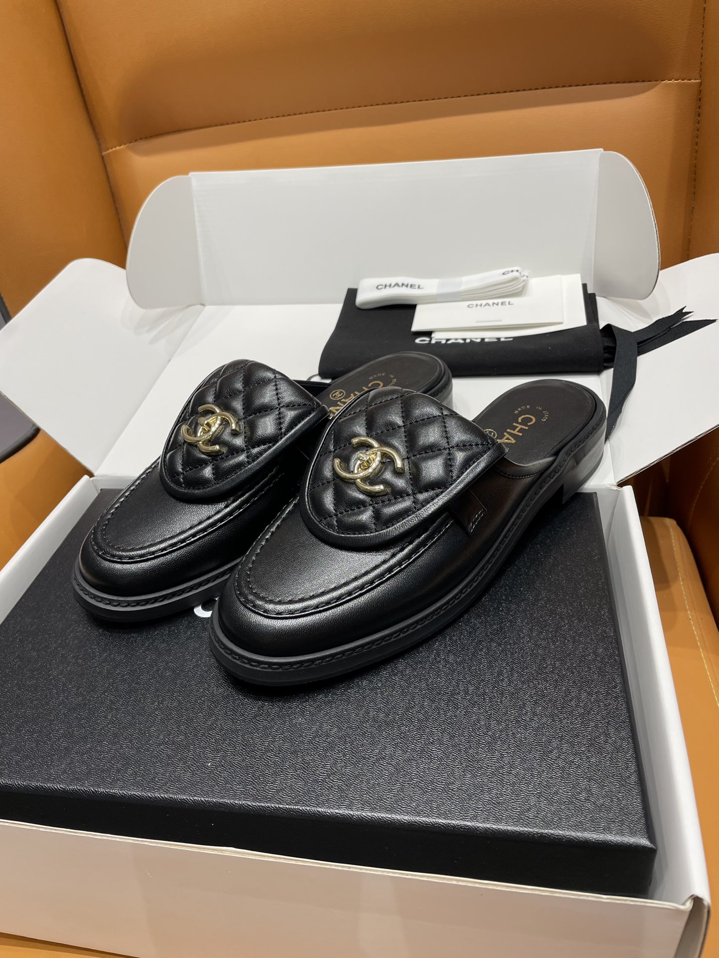 Bagsaaa Ch**el Black Mule 2cm
