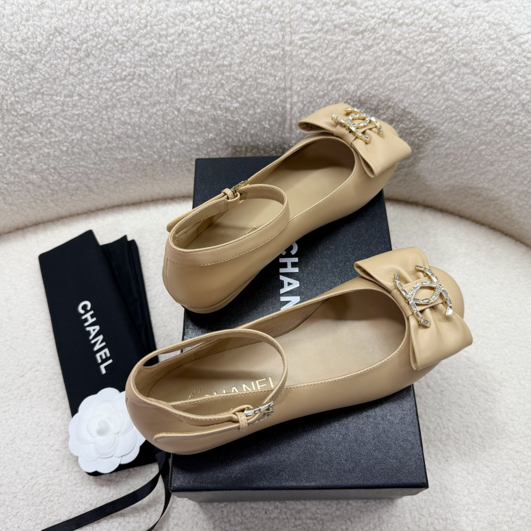 Bagsaaa Ch**el Mary Janes Beige Leather G46022