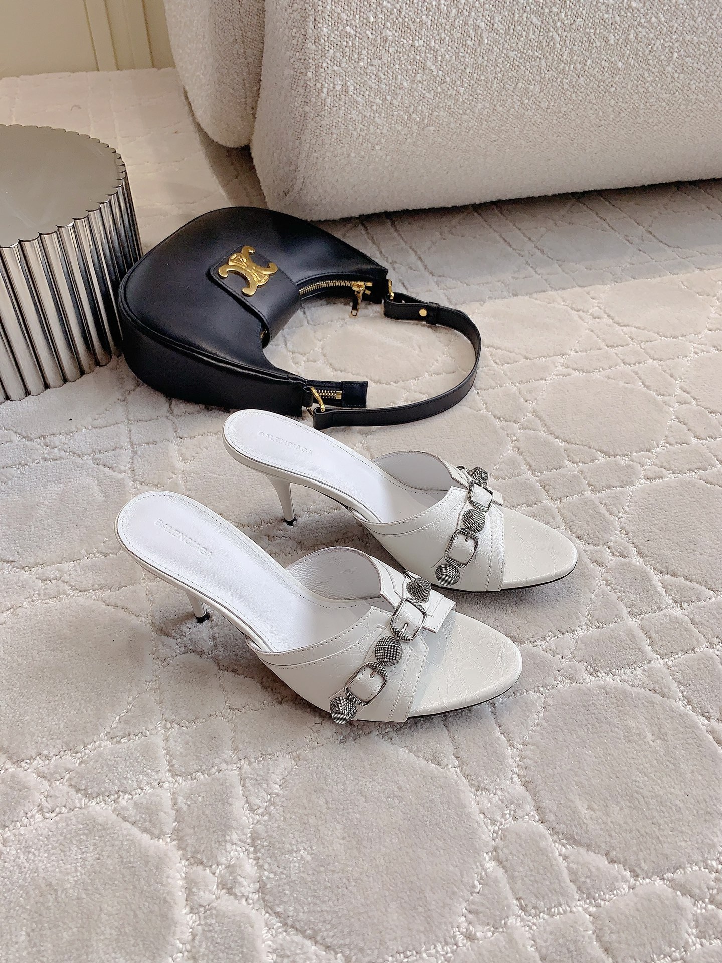 Bagsaaa Ba1en*iaga Cagole leather mules white