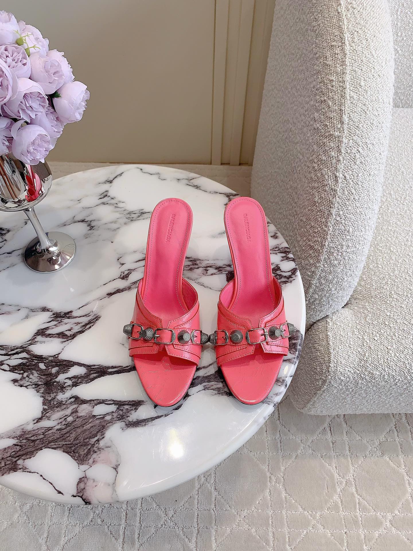 Bagsaaa Ba1en*iaga Cagole leather mules pink