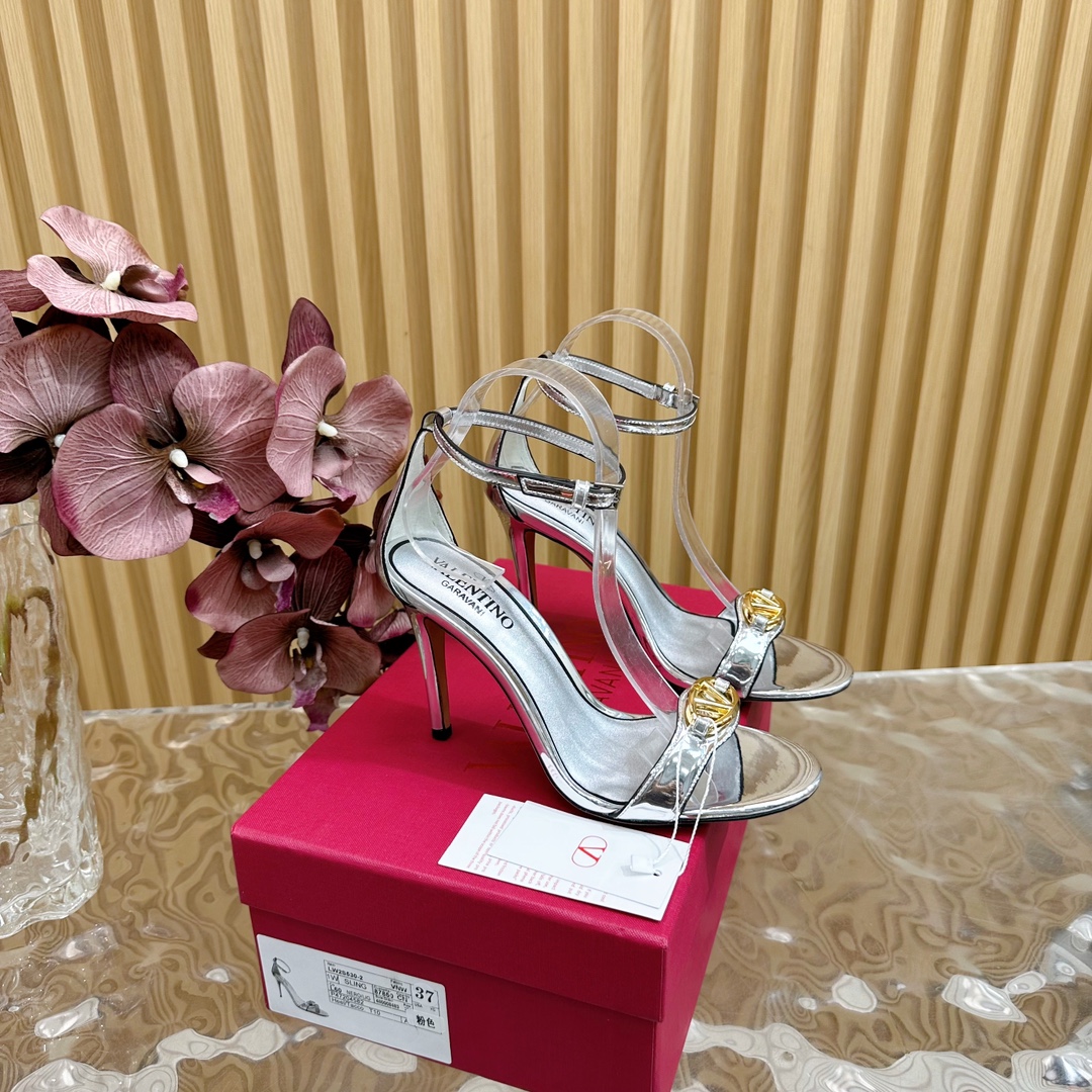 Bagsaaa Va1e*ntin0 Garavani VLogo Signature sandals silver - 10cm