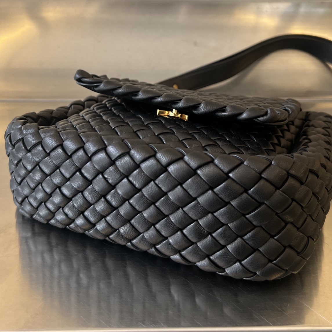 Bagsaaa B0tt*ga Ven*ta Small Cobble Shoulder Bag 762711 Black - 19cm