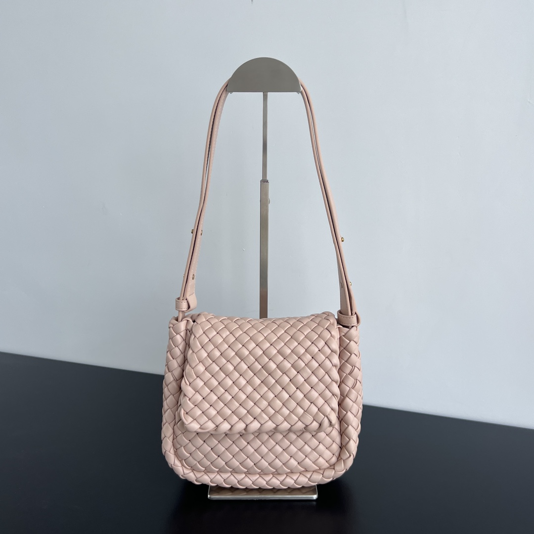 Bagsaaa B0tt*ga Ven*ta Small Cobble Shoulder Bag 762711 Light Pink - 19cm