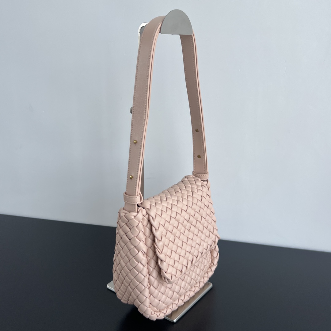 Bagsaaa B0tt*ga Ven*ta Small Cobble Shoulder Bag 762711 Light Pink - 19cm