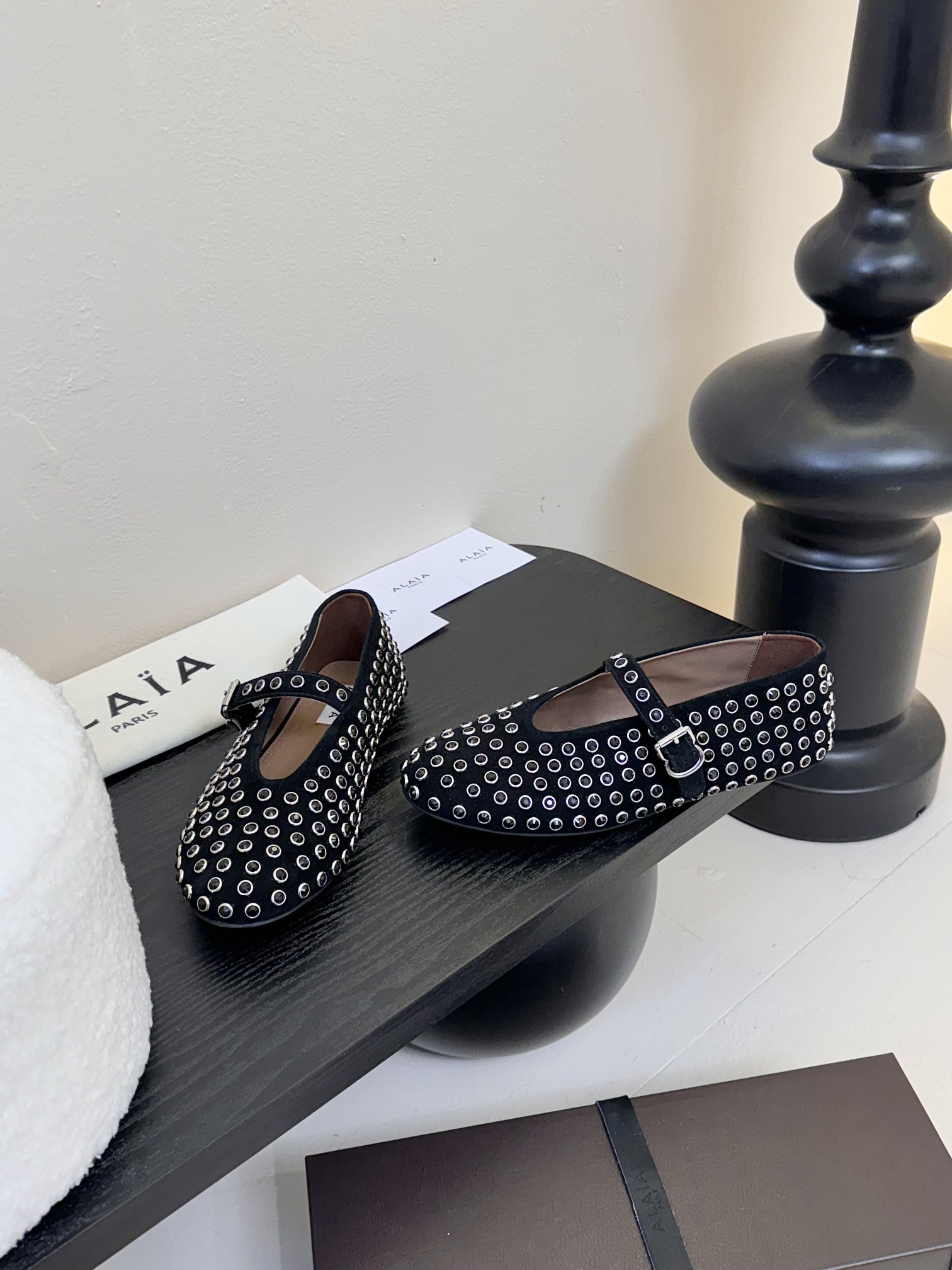Bagsaaa Alaia Strass Ballet Flats Black